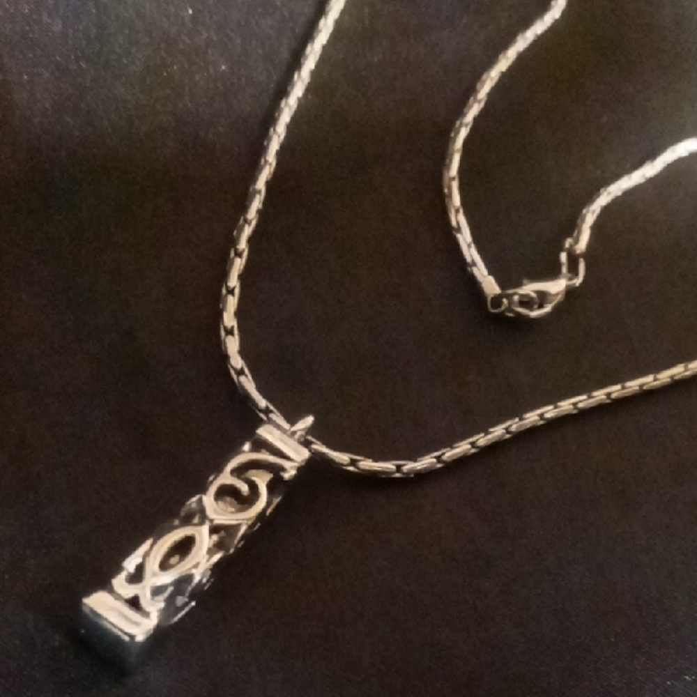 Mens Stainless Steel 316 Silver Pendant Necklace 14 In Long Heavy Chain